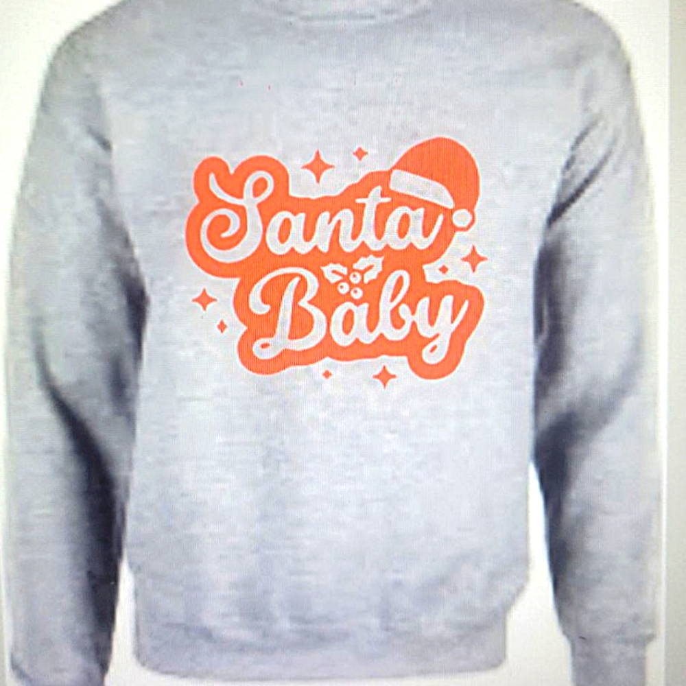 Santa Baby Sweat Shirts Gray Christmas Sweat Shirts